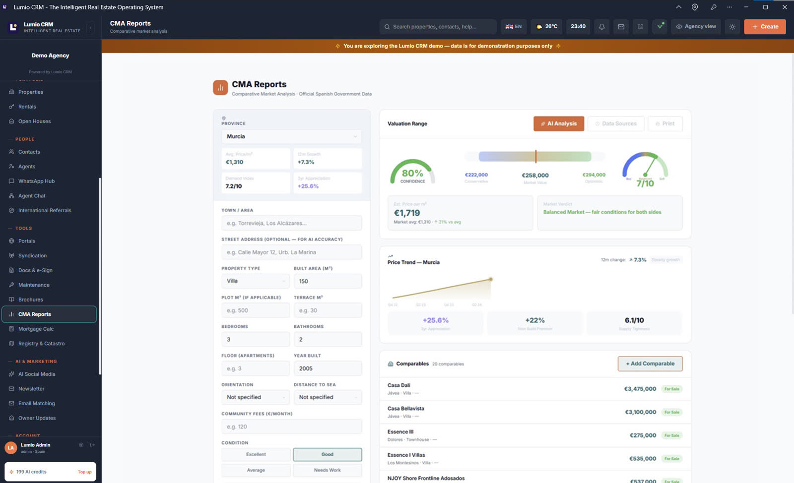 CMA valuation reports with official market data