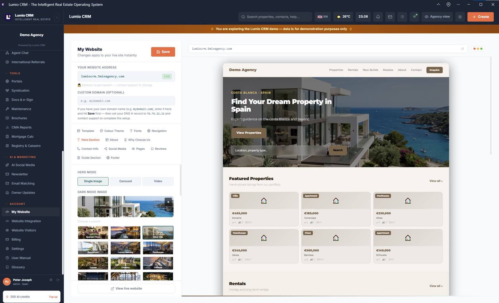 Tune your website from inside the CRM